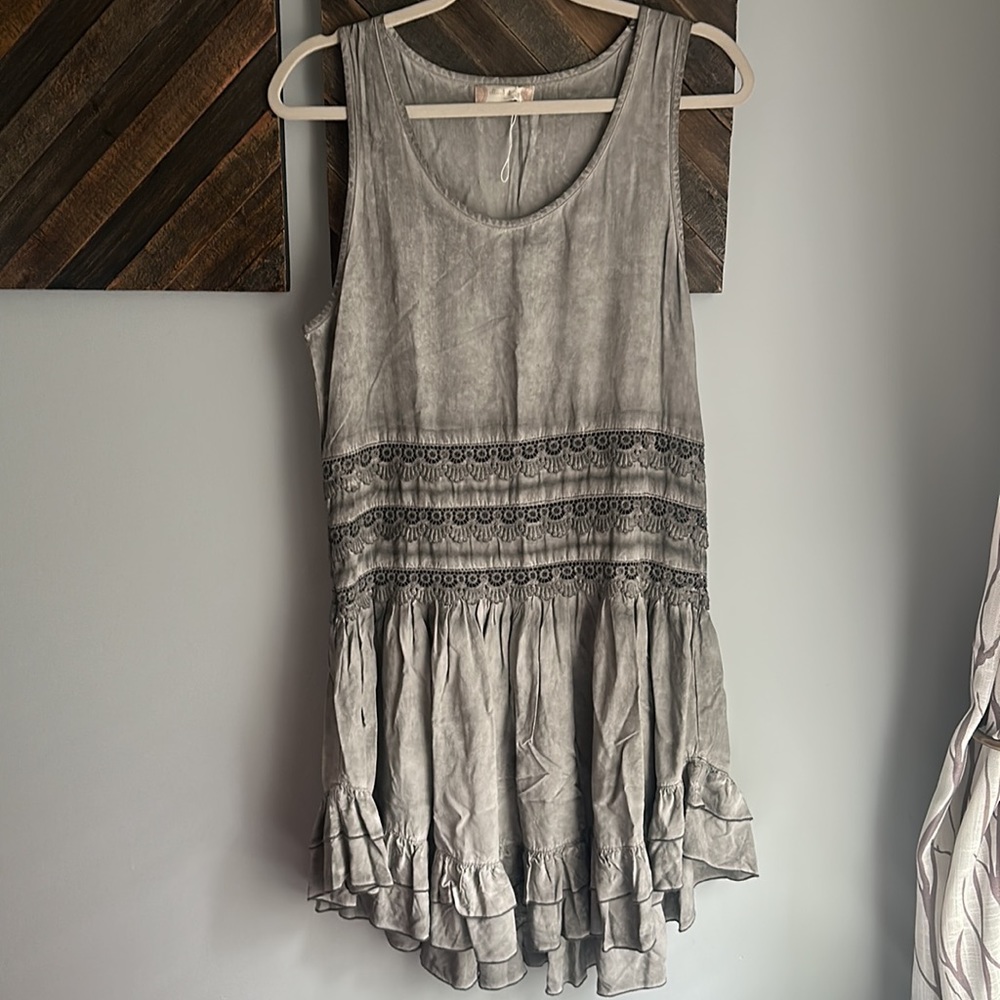 Gray ruffle Altar’d State tunic dress - Picture 6 of 9